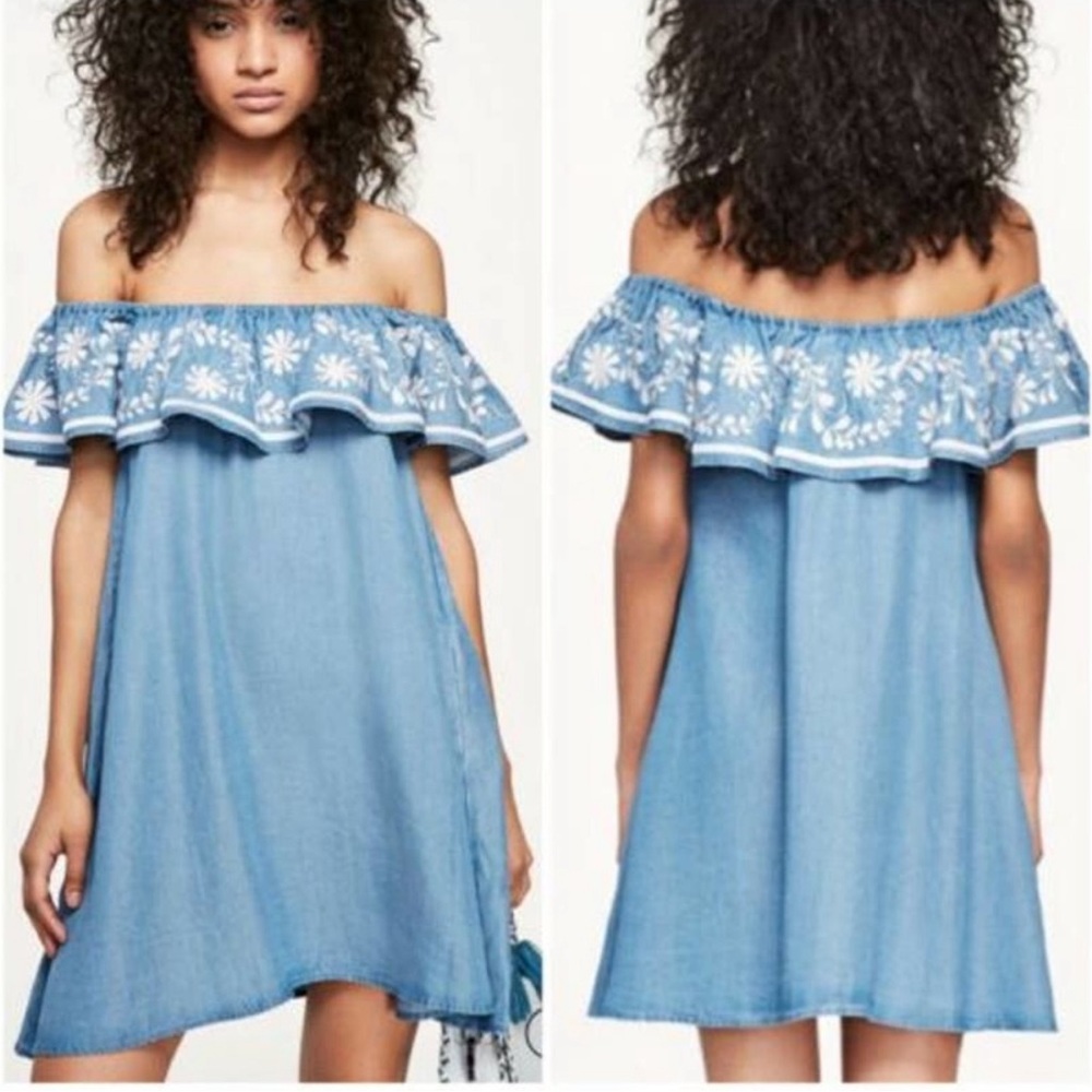 Rebecca Minkoff Dev Dress, mini denim ruffle, size small, NWT